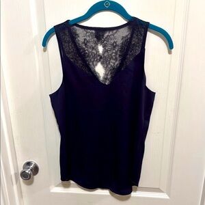 Navy Lace V-Neck Tank by Express